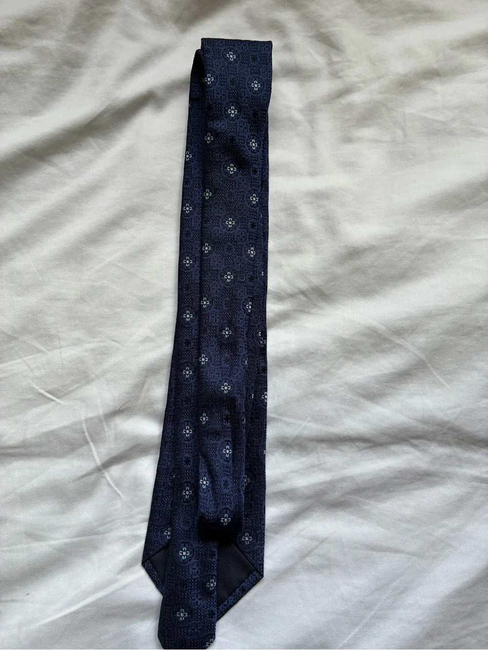 Saks Fifth Avenue Navy Blue Floral Geometric Men's Tie